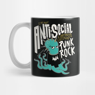 I'm Not Anti-Social I Just Prefer Listening to Punk Rock // Funny Punk Rock Octopus Mug